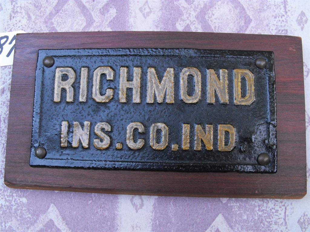 Richmond Ins. Co. Indiana. Tin. Rectangular. 6