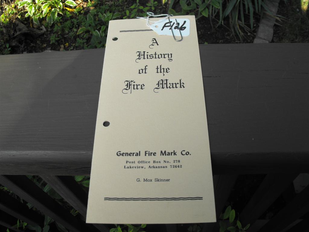 Pamphlet. A History of the Fire Mark. by General