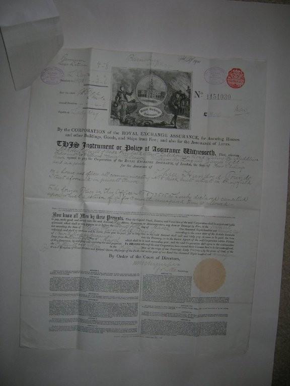 Royal Exchange Assurance Co., London. Policy No.