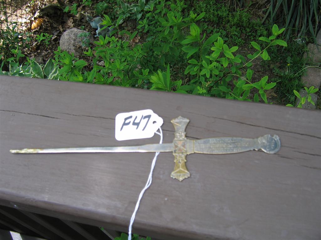 Letter Opener. Metal. National Fire Insurance Co