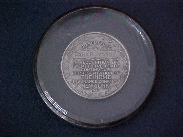 Paperweight. Home Insurance Company. New York. 25