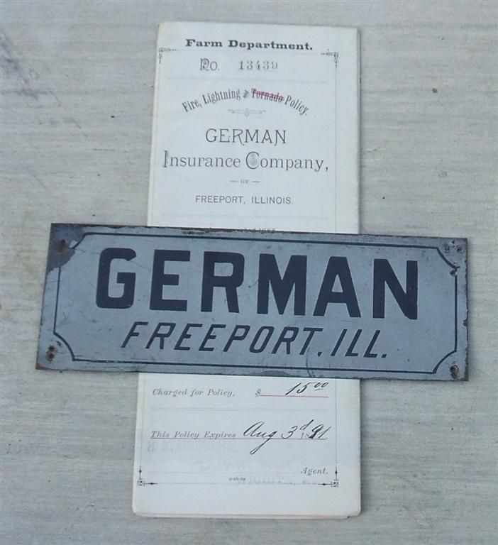 Tin, German Insurance Co., Freeport IL, including