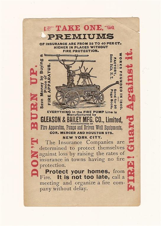 3.5" x 5.5" advertising sheet put out by the Gleas