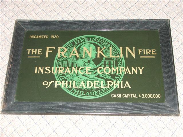 Reverse Glass sign for Franklin Fire Insurance Co.