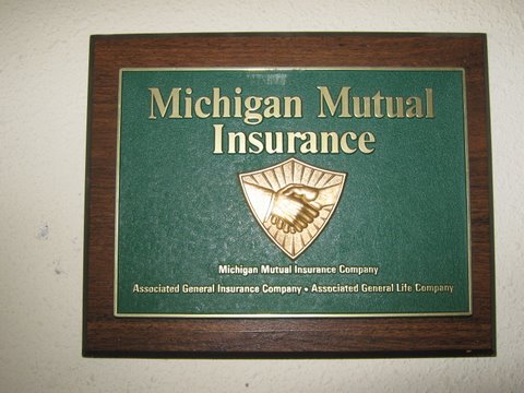 Michigan Mutual Insurance Company Plaque. Encased