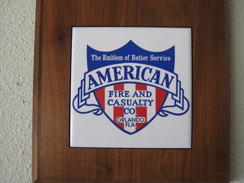 American Fire and Casualty Company plaque. Orland