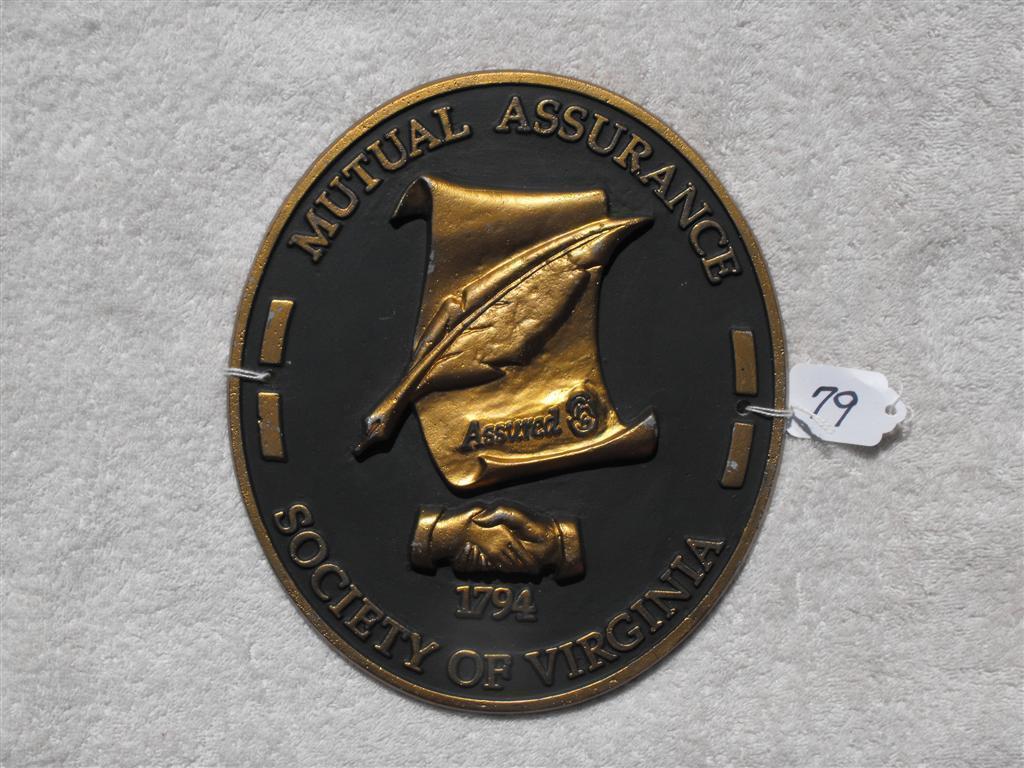 Mutual Assurance - Society of Virginia. On back o