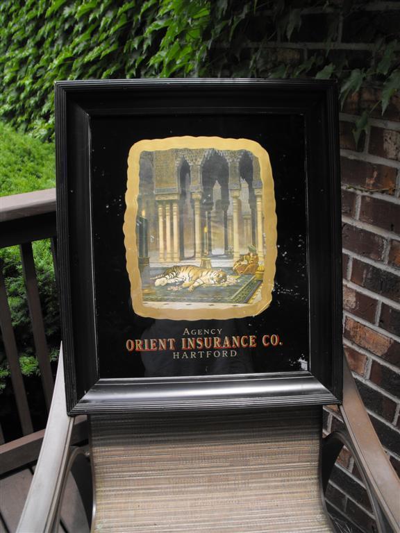 Orient Insurance Company Reverse Glass Sign. Tige