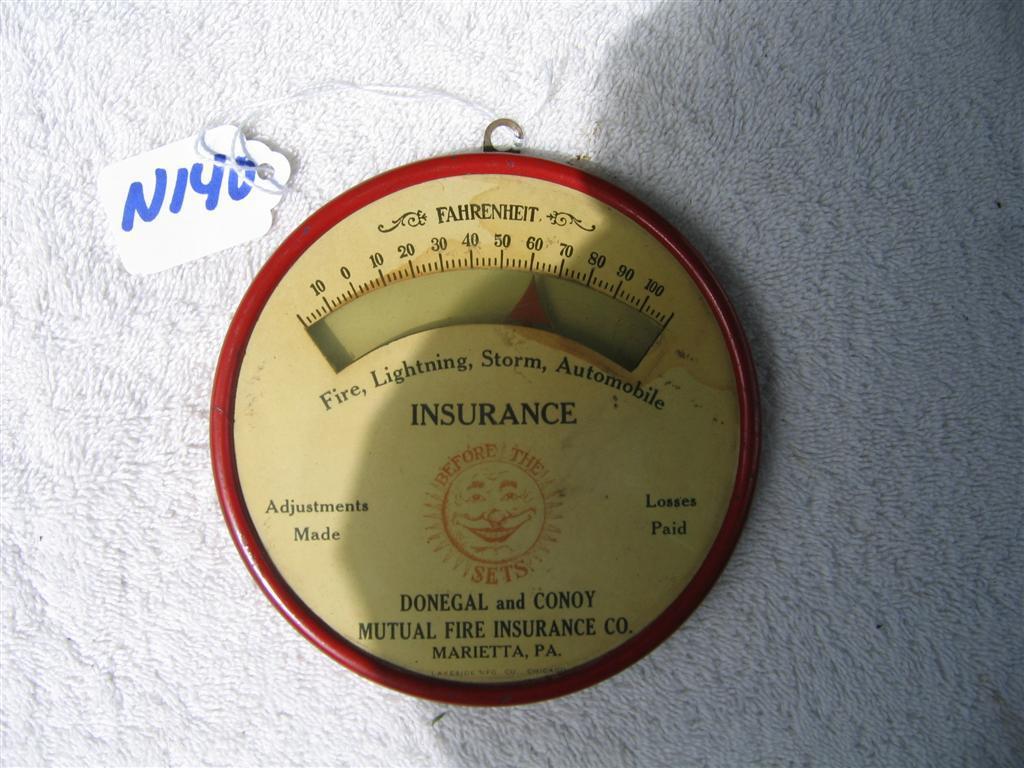Thermometer. Advertising for Donegal and Conoy Mu