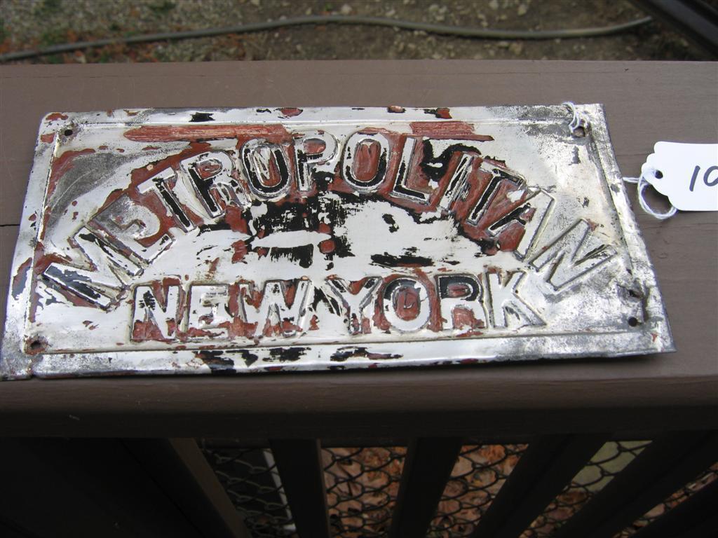 Metropolitan, New York. Fire Mark. Tin. 3 3/4x7