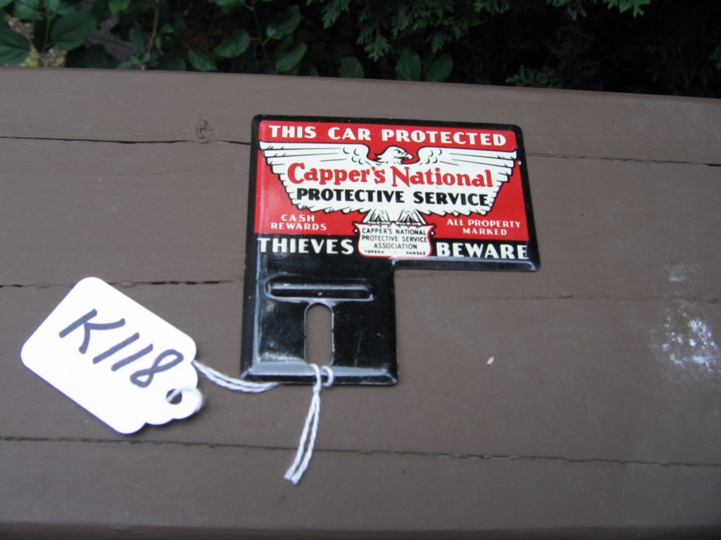 Auto Tag/Badge. This Car Protected. Cappers Nati