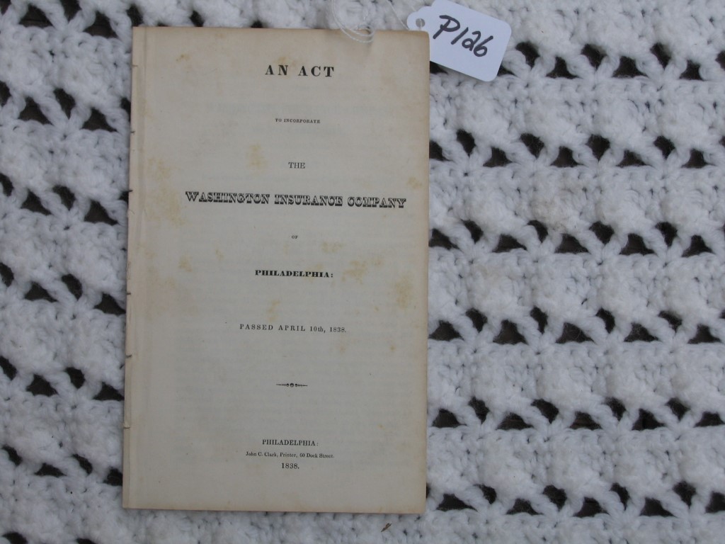 Pamphlet. An Act to Incorporate the Washington In