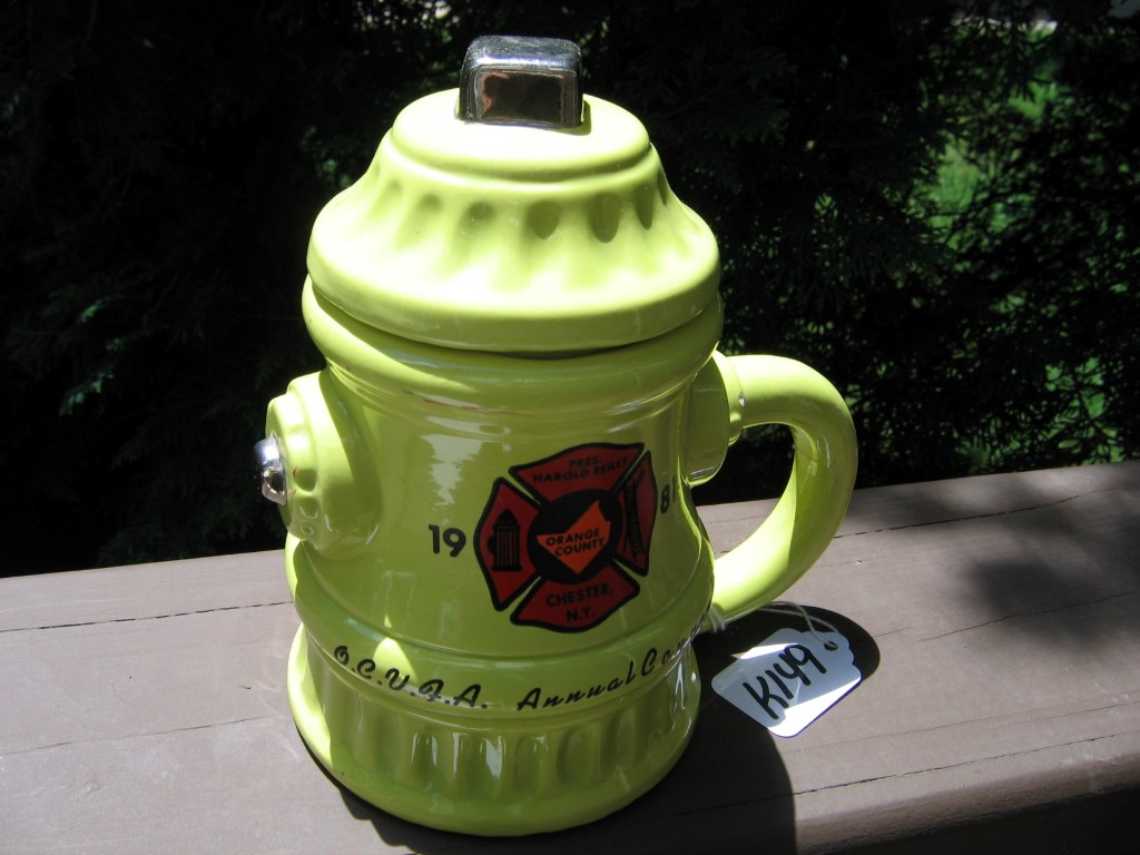 Yellow Mug Shaped as a Fire Hydrant with a Lid. O