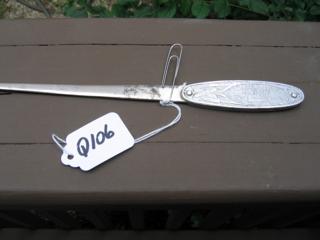 Letter Opener. Robert E. Fabian. Real Estate, Ins