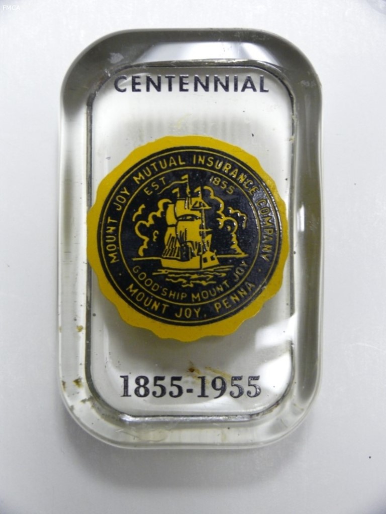 Paperweight. Mount Joy Insurance Co., Mount Joy,