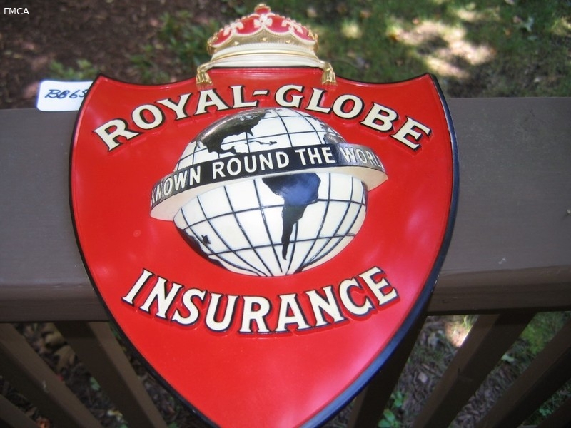Royal-Globe Insurance. Plaque. Heavy Plastic. W