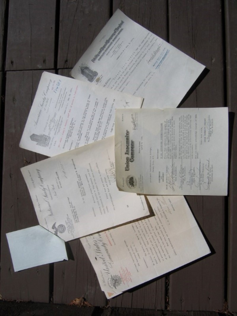 Paper Items. Letters from 5 different Insurance C