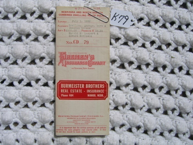 Firemen's Insurance Company. Dwelling Policy on H