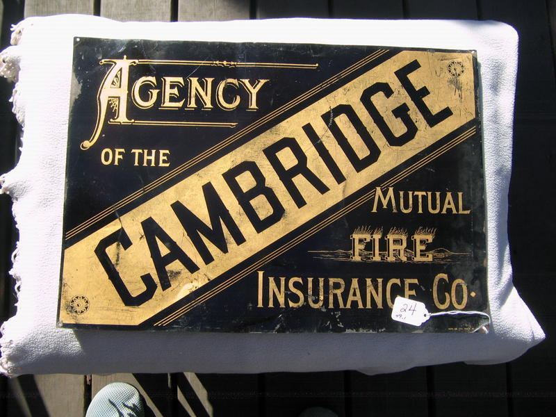 Cambridge Mutual Fire Insurance Company. Tin Sign