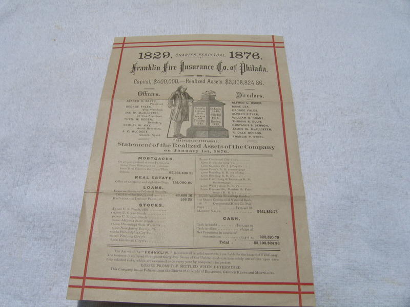 Franklin Fire Insurance Company of Philada. Paper