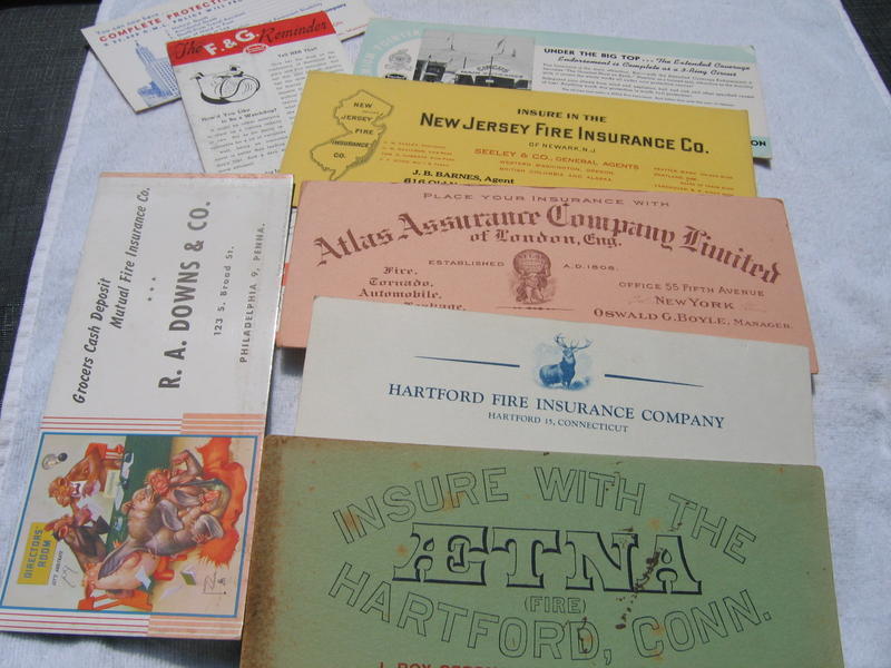 Insurance Advertising Blotters. Eight Blotters fo