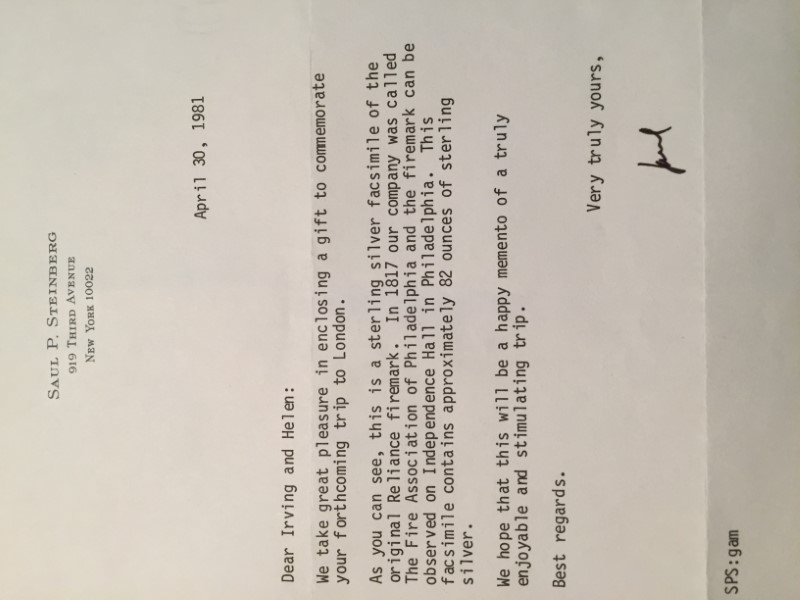 Actual Letter Dated April 30, 1981 comes with Silv
