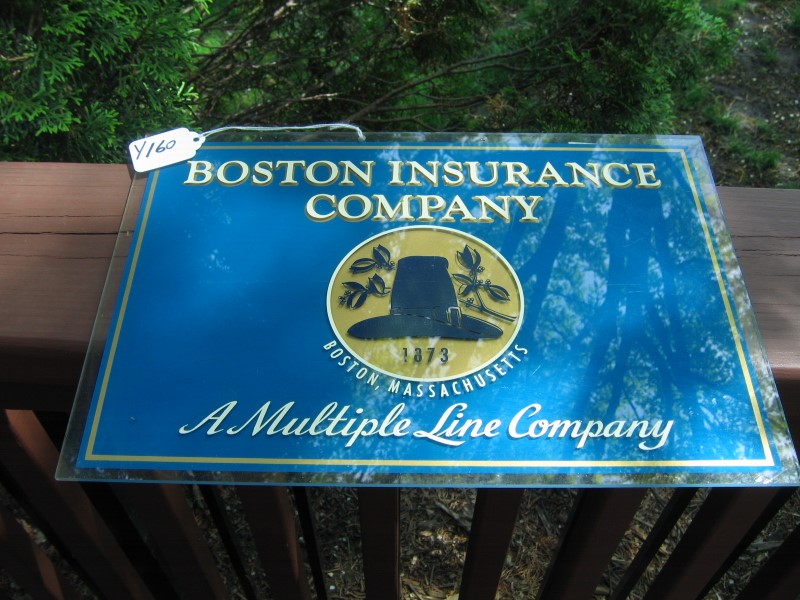 Boston Insurance Company. Plaque/Sign. Encased i