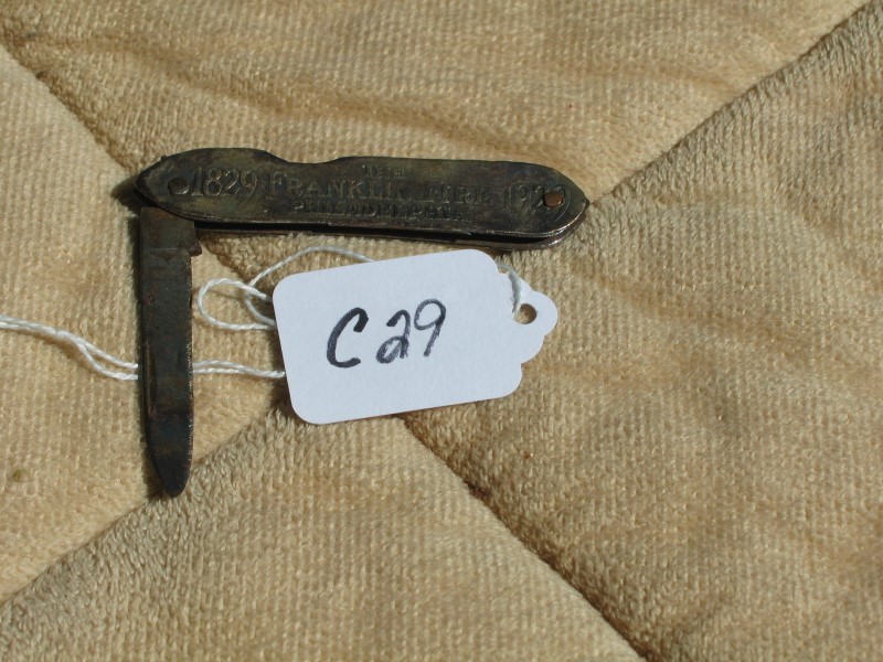 The Franklin Fire, Philadelphia. Advertising Knif