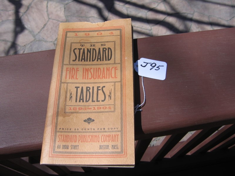 Standard Fire Insurance Tables. 1894 - 1904. Fin