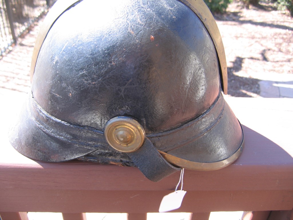 Fireman's Helmet. Foreign. Brass Crown and Trim