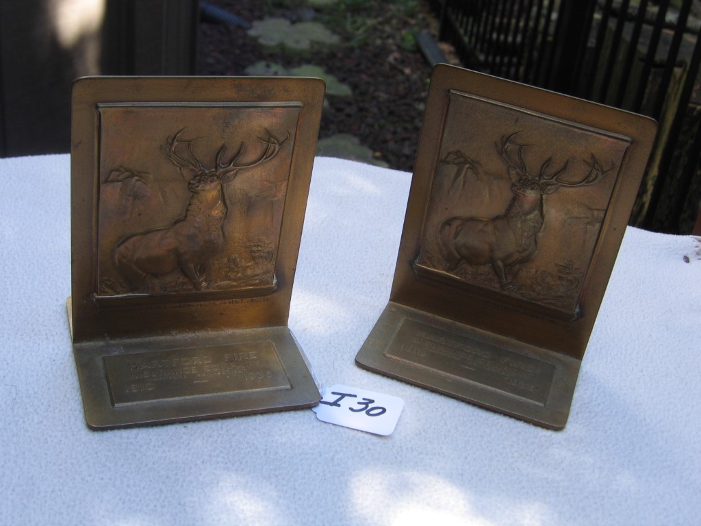 Brass Book Ends. Hartford Fire Insurance Company.