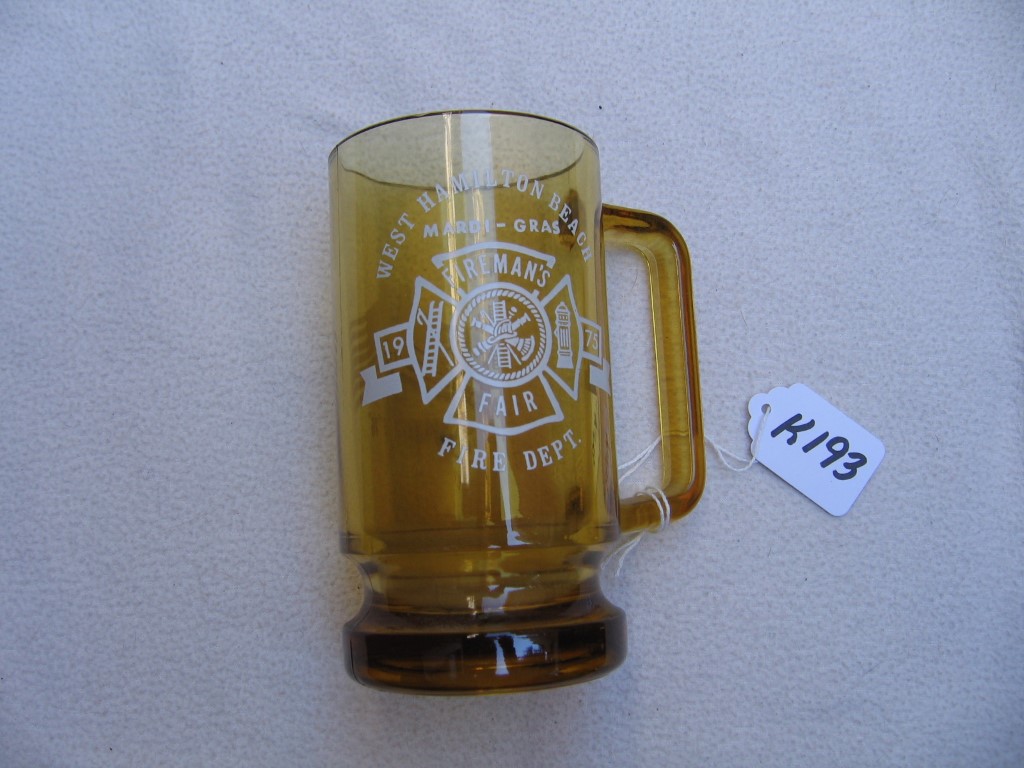 Amber Advertising Mug. West Hamilton Beach Fire D