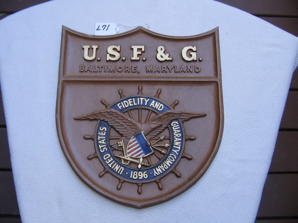 U.S.F&G, Baltimore, Maryland. Agency Plaque. Shiel
