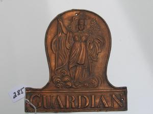 #187 Figure of Athena and the Guardian. Bulau 795. 9 ⅜ tall by 8 ⅜ wide. Copper.