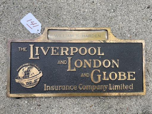 #141 The Liverpool and London and Globe Insurance Company Limited. Metal Disc Plaque.