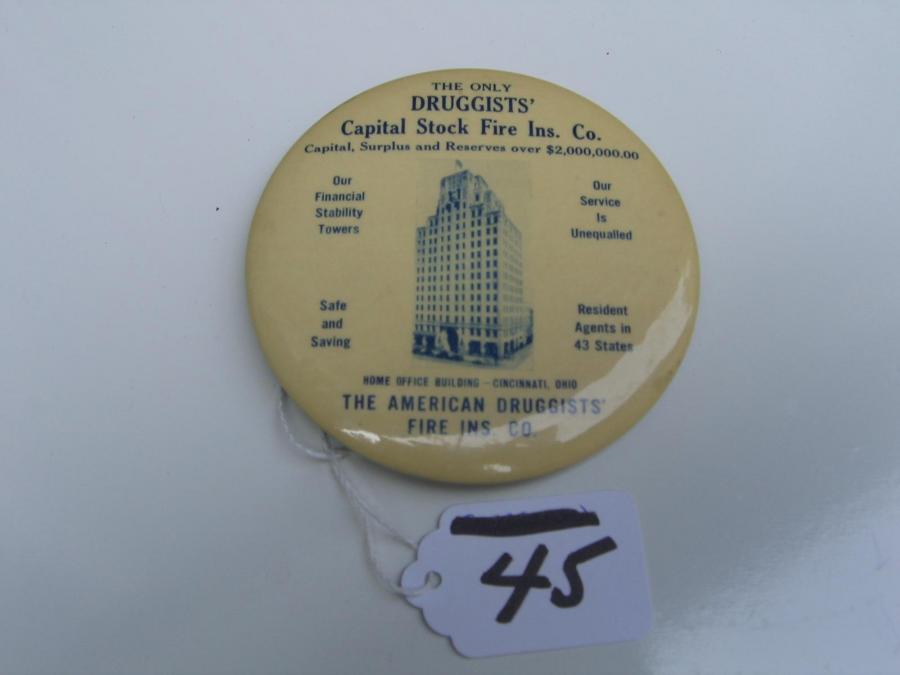 #045 The American Druggists' Fire Insurance Company. Fire Insurance Company Advertising Mirror.