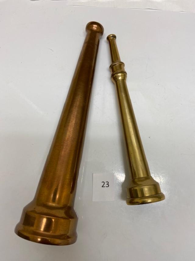 123 Fire Nozzles Set of 2. Brass Fire Hose Nozzles