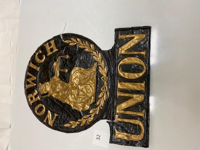 132 Firemark, Foreign Norwich Union, BU715. Copper. Repainted. Some Damage.