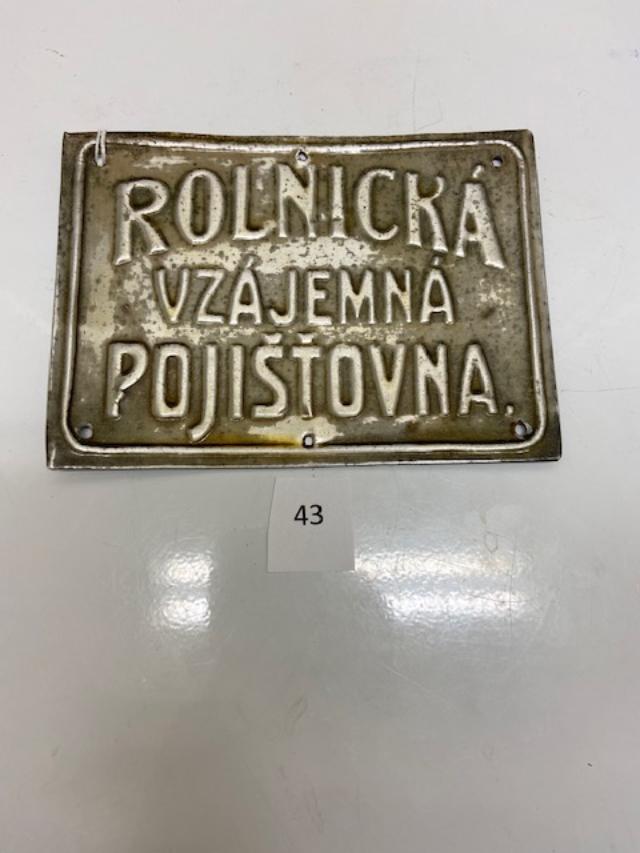 143 Firemark, Foreign Rolnicka Vzajemna Pojistivna (Czechoslavakia), BU1202. Aluminum