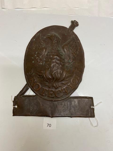 170 Firemark, Foreign Phoenix Assurance London, BU681. Copper. Part of Spear Missing.