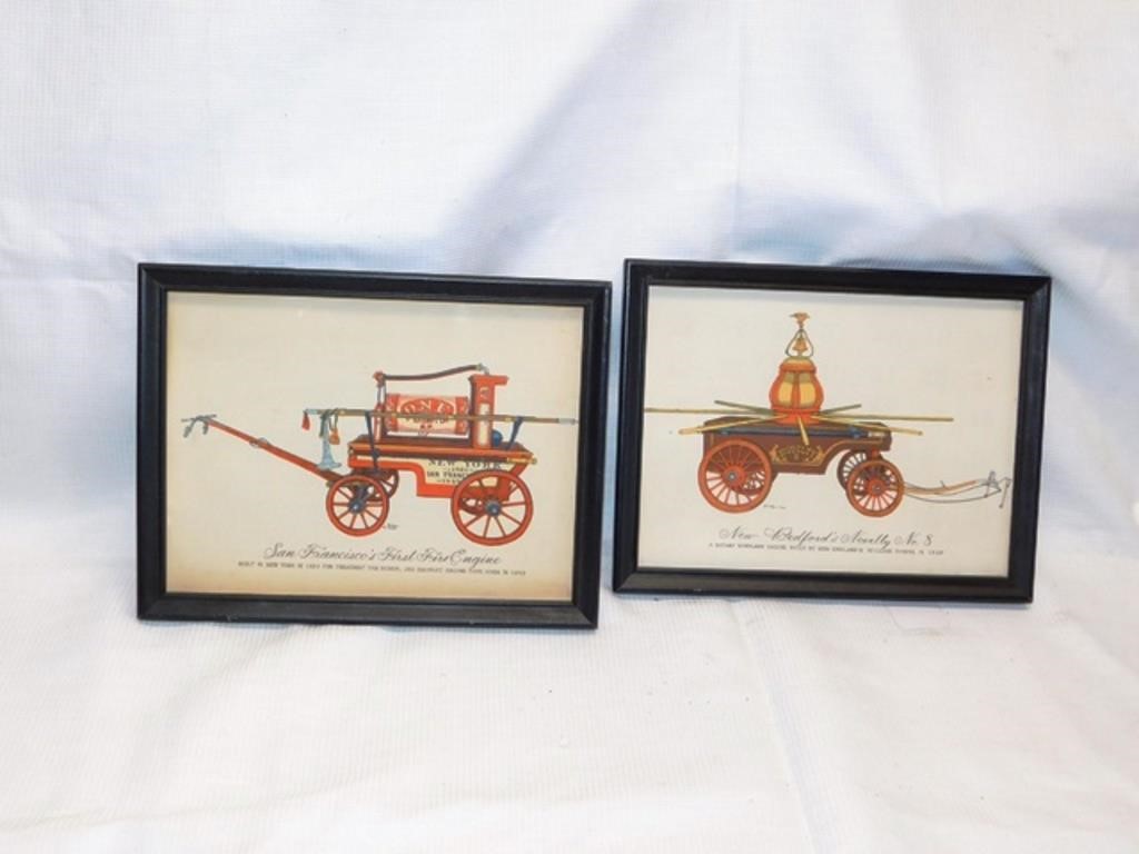 2 framed fire department prints