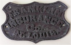 Franklin Insurance Company, Saint Louis, MO, B268, zinc, issued 1855, rare