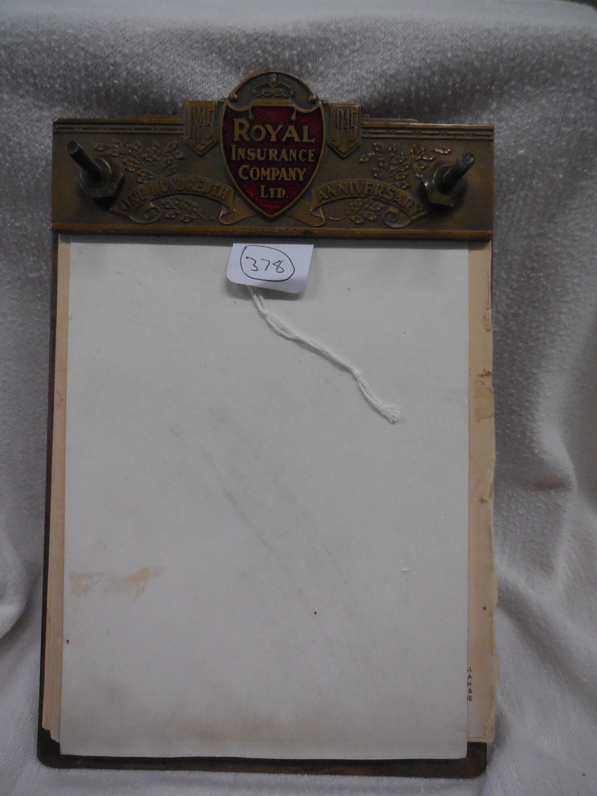 Royal Insurance, Liverpool, brass note pad
