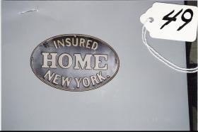 Home Insurance Co., New York. Tin Oval. 8 1/8"x5
