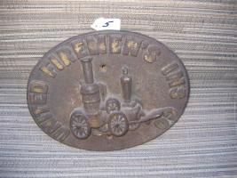 United Firemens Ins. Co. Cast Iron. 11 1/8"x9 1/4