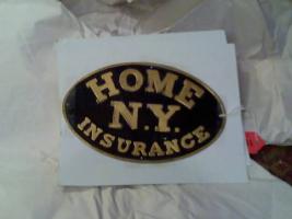 Home Insurance Company. Tin. Oval. 8 1/8"x5 3/1