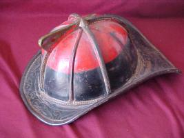Black and red fireman helmet