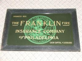 Reverse Glass sign for Franklin Fire Insurance Co.
