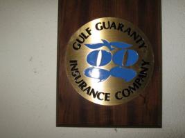 Gulf Guaranty Insurance Company Plaque. Brass inl