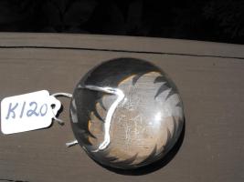 Paperweight. Glass. Etched Fireman carrying a sm